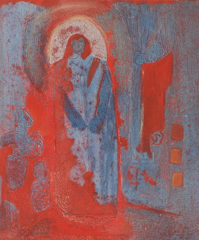 IRIS KRONBECK. Figurkomposition, blandteknik, signerad.