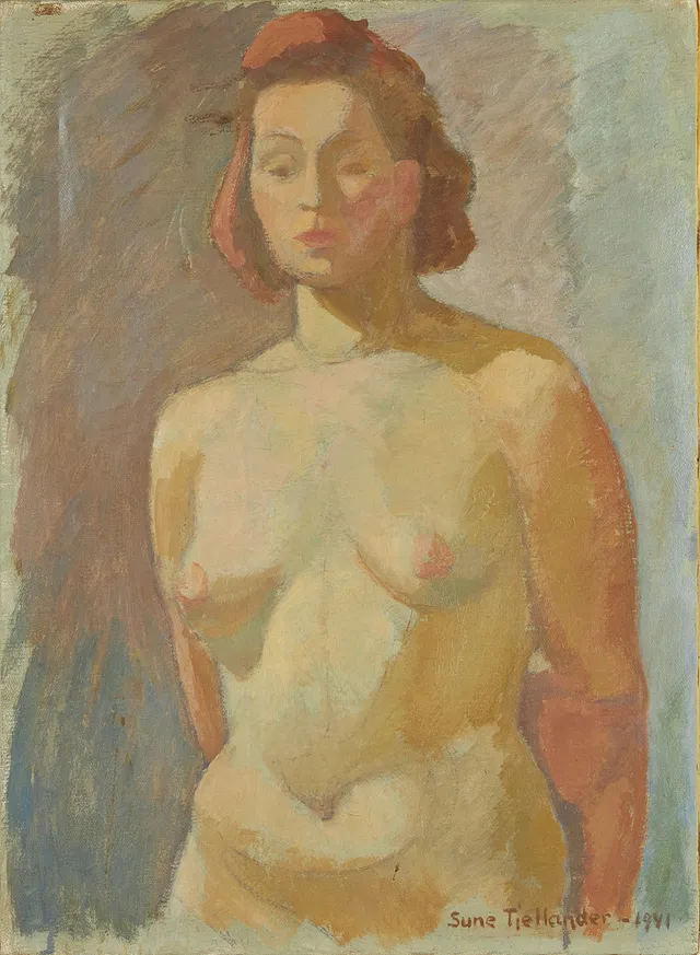 SUNE TJELLANDER (1912-1976). Kvinnostudie, olja på duk, signerad och daterad 1941.