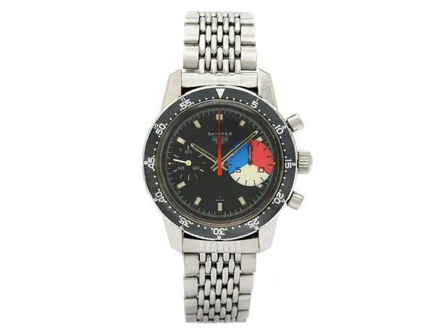 HEUER, Autavia, Compressor, Skipper, Cal Valjoux 7730, Serie nr. 133014, Ref nr. 7764, Boett nr. 7763, kronograf, herrur, stål, manuell, plexiglas, originallänk, viklås, Ref nr. Gay Frères 4.71 / HLC, HLF, ca 1970.
