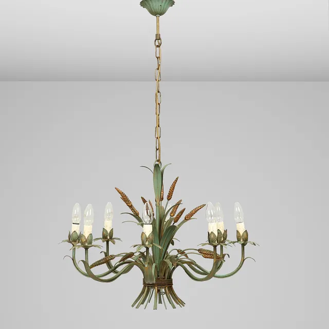 HANS KÖGL. EFTER. 'Hollywood Regency' ottearmet metallysekrone med kornaks, 1960-70'erne.