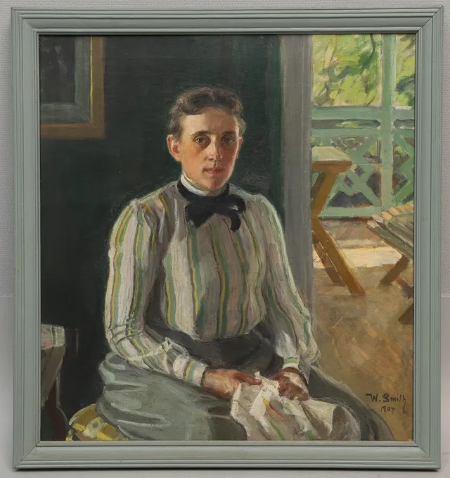WILHELM SMITH. Olja på duk, kvinnoporträtt, signerad, daterad 1904.