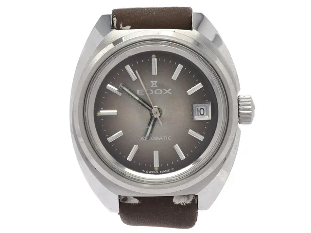 EDOX, damur, 26 mm, Boett nr. 31236-39, stål, automatisk, plexiglas, datum, originalspänne, ca 1970.