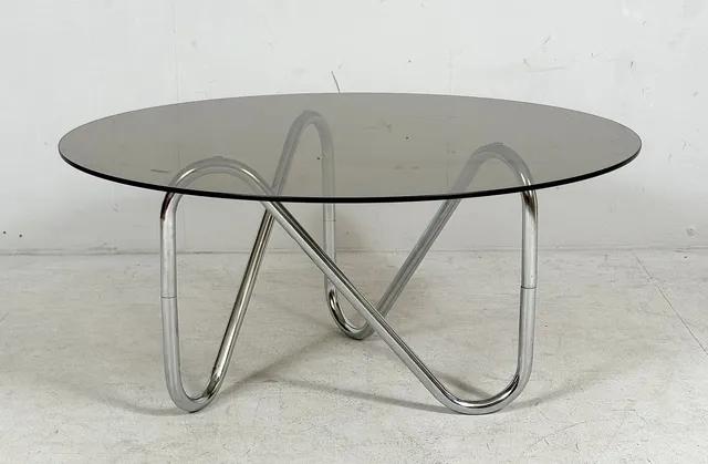 Französischer Stahlrohr Coffee Table/Couchtisch, der 1970er Jahre.