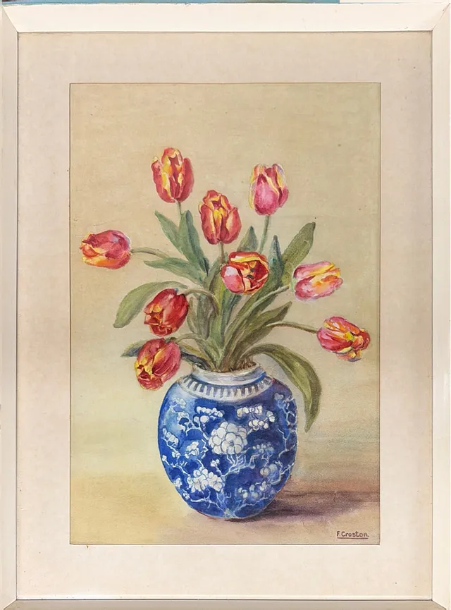 FRAMED FLORAL WATERCOLOUR.