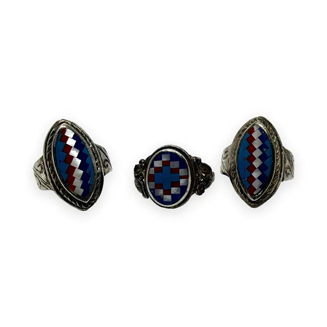 Silverringar. 3st. Native American stil.