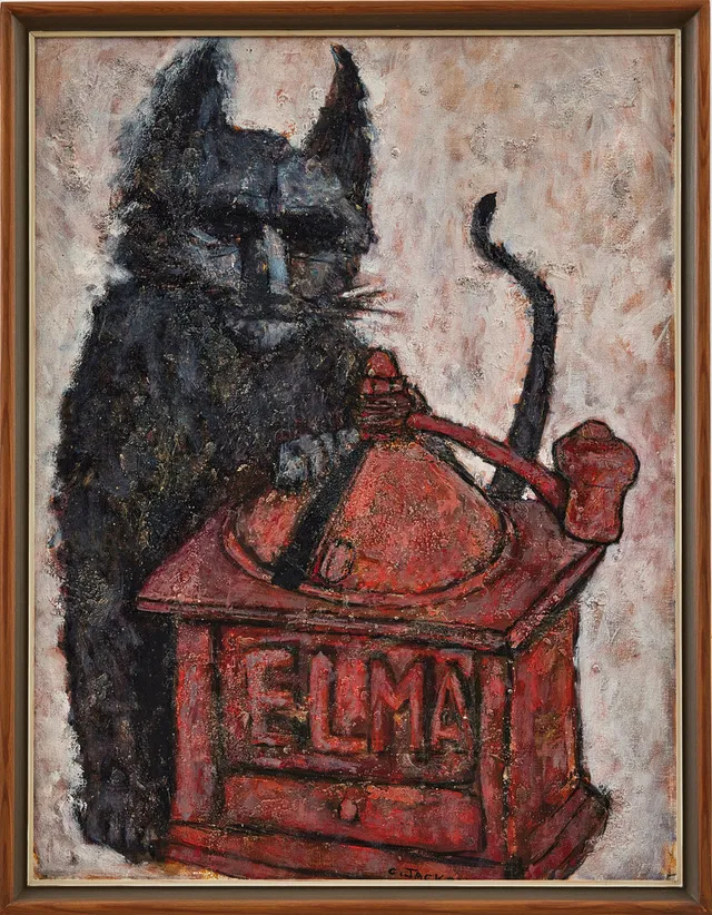CLIFFORD JACKSON. Katt med kaffekvarn.