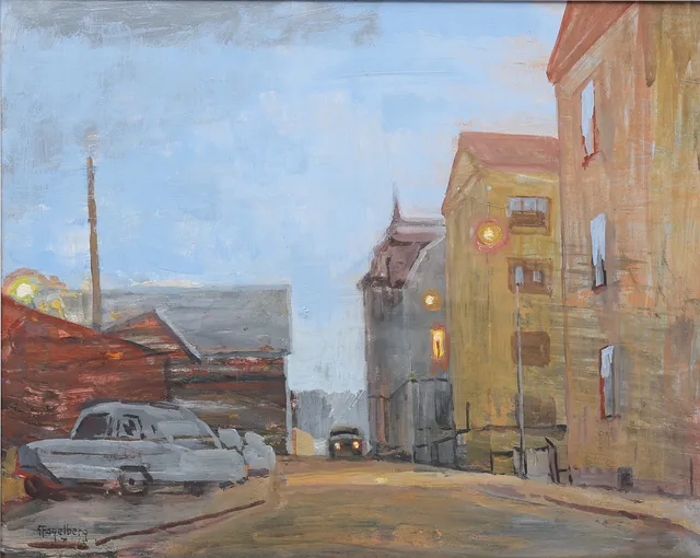 GUSTAF FOGELBERG. Olja på panå, Bruksgatan Jönköping, signerad G. Fogelberg.