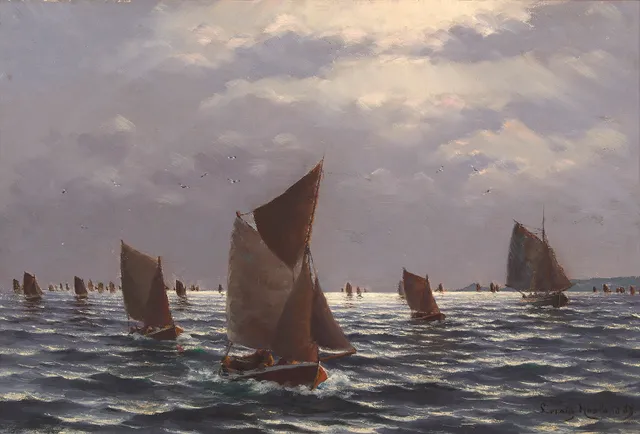 Haaland, Lauritz — Ut på fiske, 1889