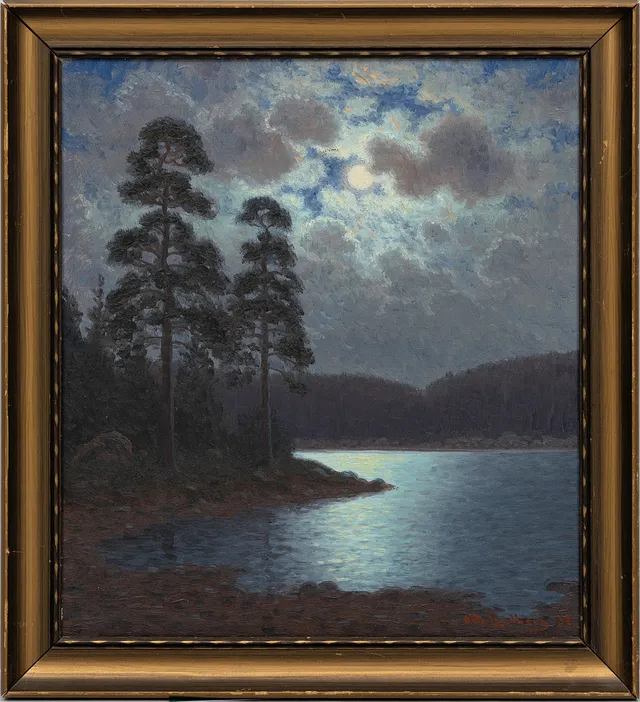 OTTO LINDBERG (1880-1955). Månljus, olja på duk, signerad, daterad - 32.
