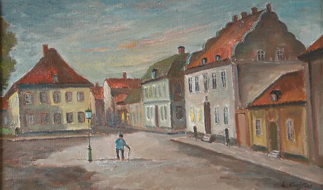 LAGE CARLSSON. Motiv från Kalmar, olja på duk, signerad.