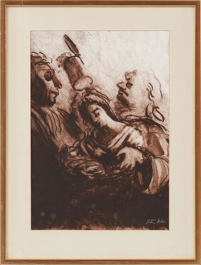 PETER DAHL. Litografi, ur Fredmans epistlar, signerad.