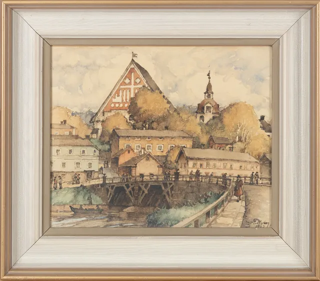 FRANS NYBERG. Borgå domkyrka, signerad samt daterad 1947, akvarell.
