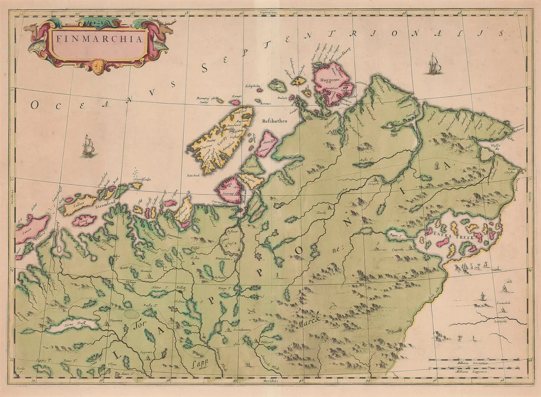 Blaeu, Joan — "Finmarchia" Amsterdam ca. 1659 — Gjenstand/Kart, prospekter, brev, eldre foto — Blomqvist