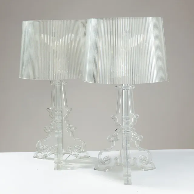 PIETRO FERRUCCIO LAVIANI (1960–). Par bordlamper 'Bourgie' Crystal, transparent plast - Perspex, fremstillet af Kartell. (2).