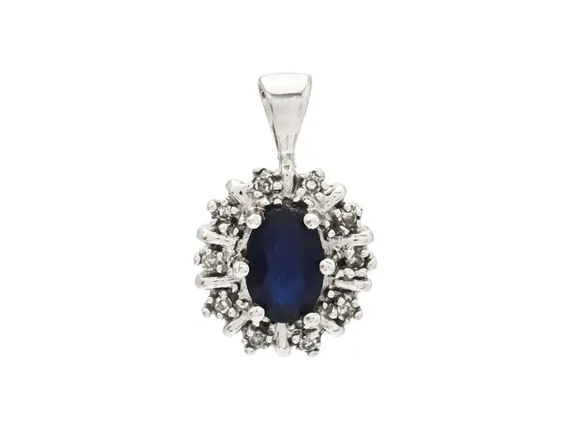 CARMOSÉHÄNGE, 18K vitguld, blå safir, åttkantslipade diamanter ca 0,05 ctv, vikt 1,8 g.
