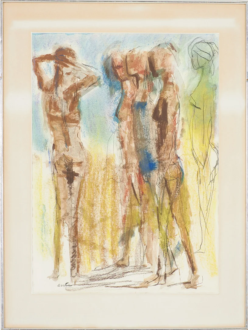 LOUIS BASTIN. Kvinnor, akvarell pastell, signerad Bastin. — Paintings — Stockholms Auktionsverk Sickla