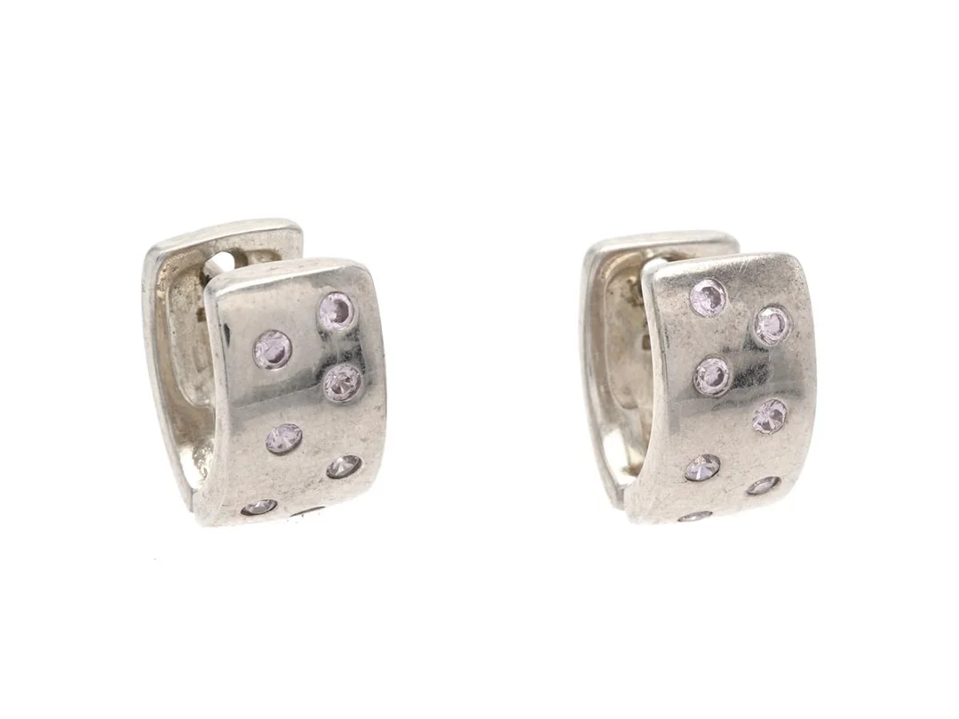 ÖRHÄNGEN, sterlingsilver, rosa cubc zirkoner, höjd 6 mm, 6,8 g. — Smycken/Örhängen — Kaplans