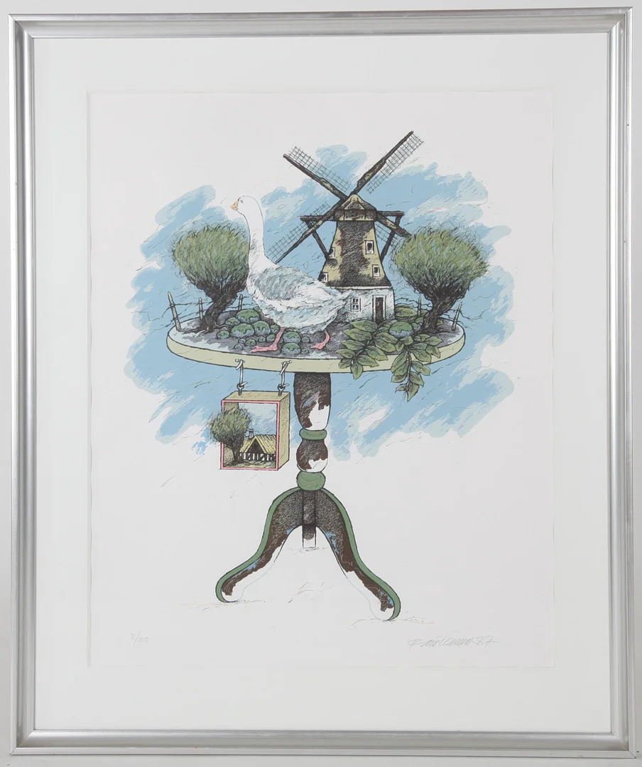 RAIMO KANERVA. 1941-1999. Färgserigrafi "Skåne-bordet", numrerad och signerad -87. — Engravings & Prints — Auktionsverket Engelholm