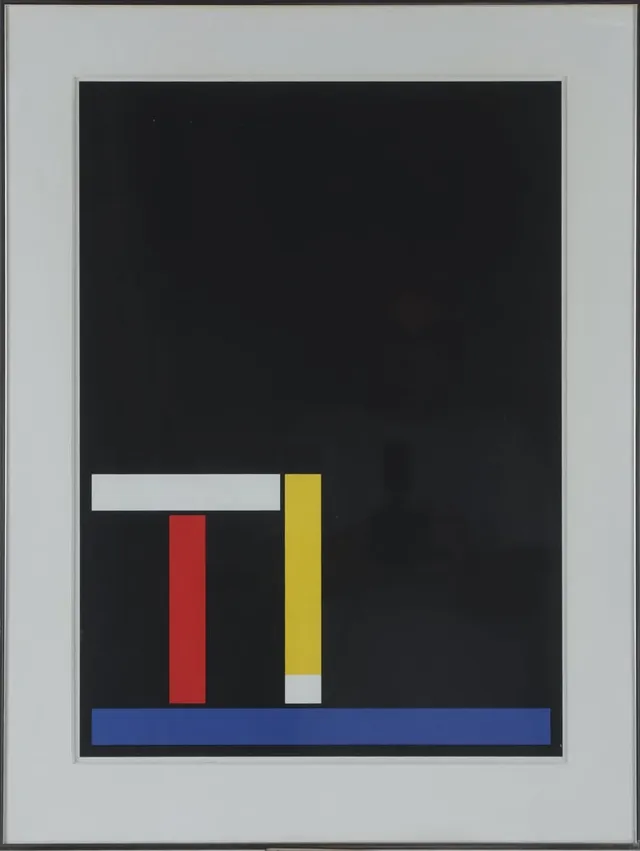 Per Arnoldi. Composition with chair, lithograph