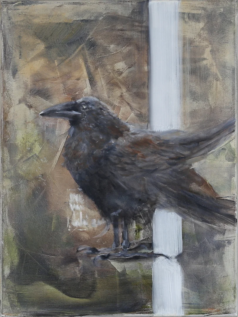 LEILA VAN DYKE. "Korpen", olja på duk, signerad samt daterad 2019. — Paintings — Gomér & Andersson Norrköping