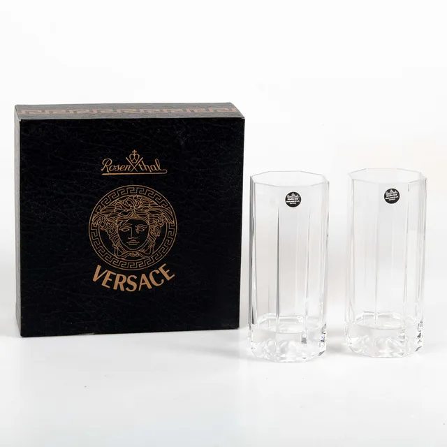 GIANNI VERSACE. HIGHBALLGLAS, TVÅ STYCKEN, "MEDUSA", ROSENTHAL.