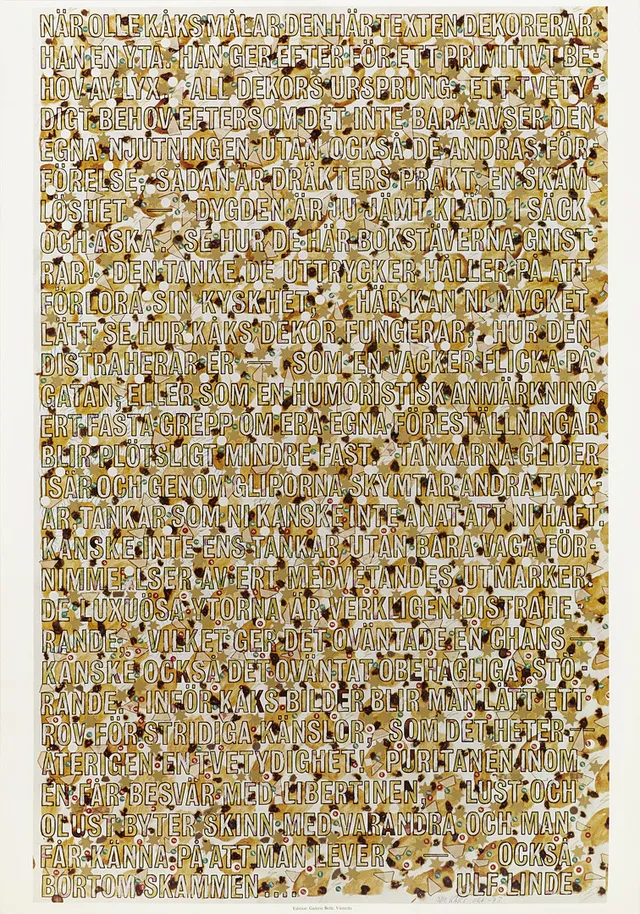 OLLE KÅKS. Utställningsaffisch, Edition Galerie Belle, 1973, Västerås.
