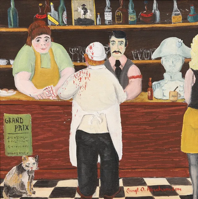 BENGT OLOV ABRAHAMSSON. "Korsikansk bistro, Rue Louis-Braille, Paris 12", signerad.