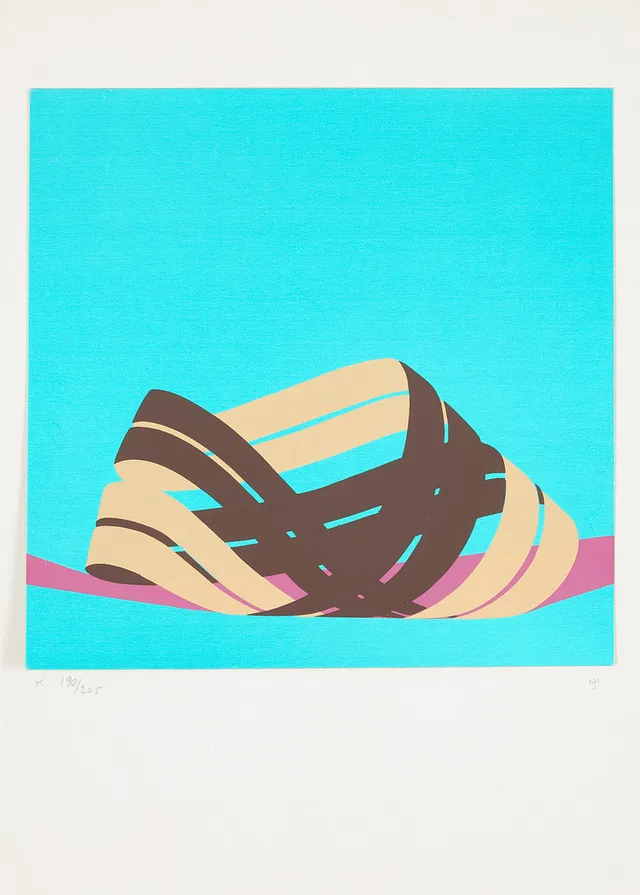 JAN MANKER. "Kluvet Möbiusband" serigrafi, monogramsignerad samt numrerad K 190/205.