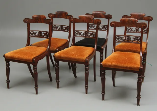 STOLAR, 6 st, senempire, ca 1840-60-tal.