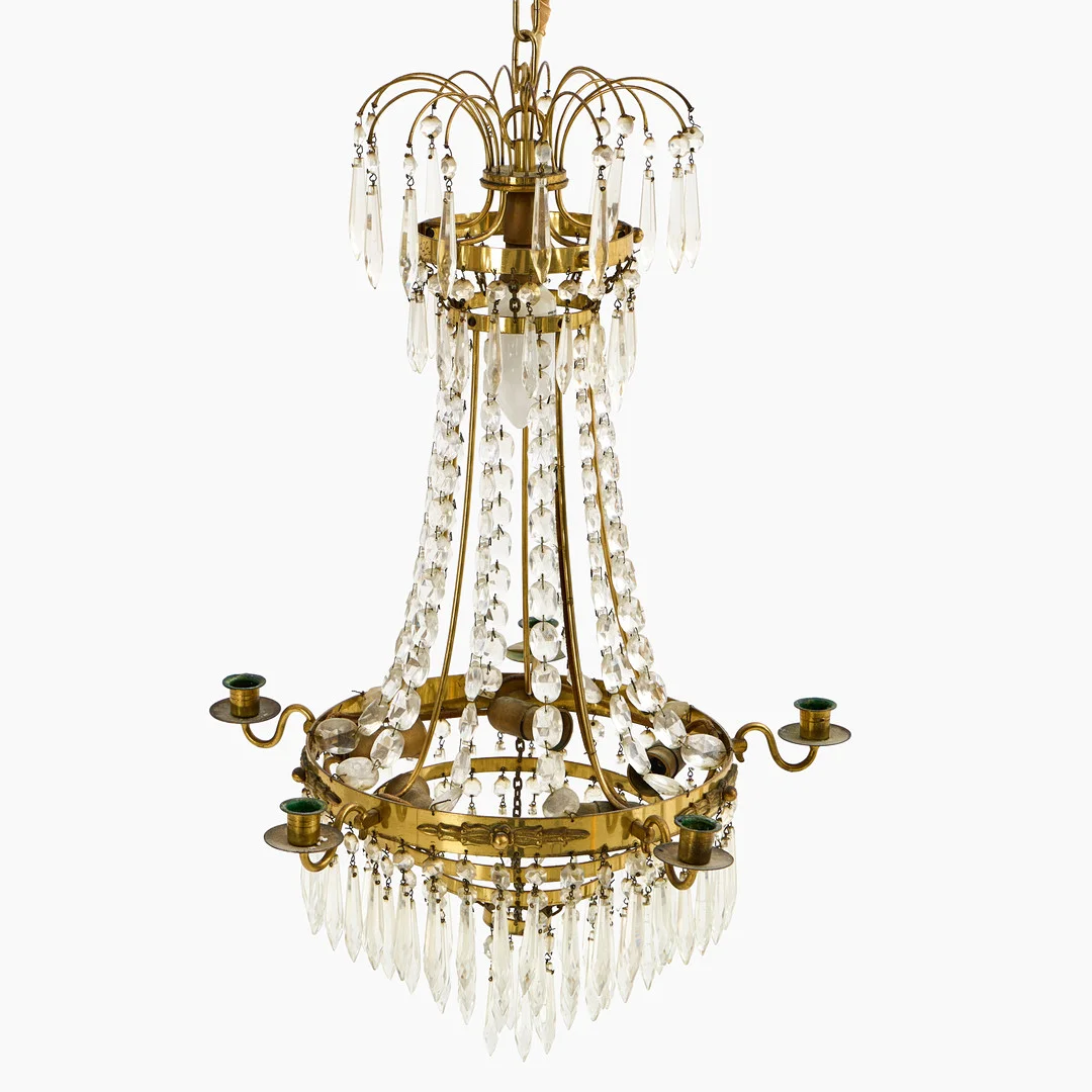 LJUSKRONA, empirestil, 1900-tal, 5 ljusarmar. — Chandeliers — Crafoord Auktioner Stockholm