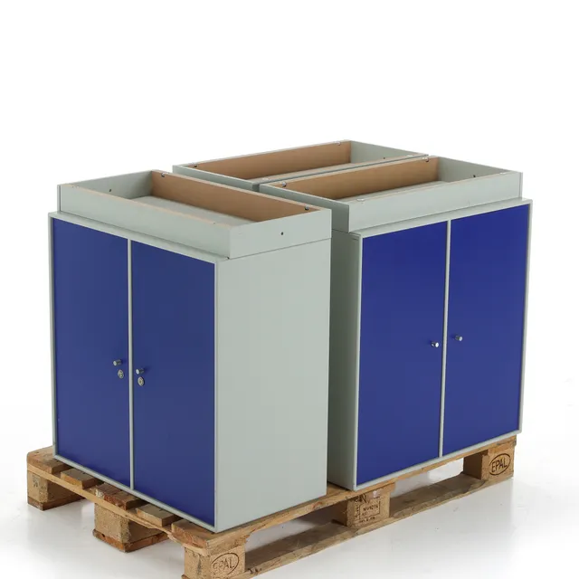 Peter J. Lassen. Set of three Montana cabinets with plinths - Grey / Blue (3)
