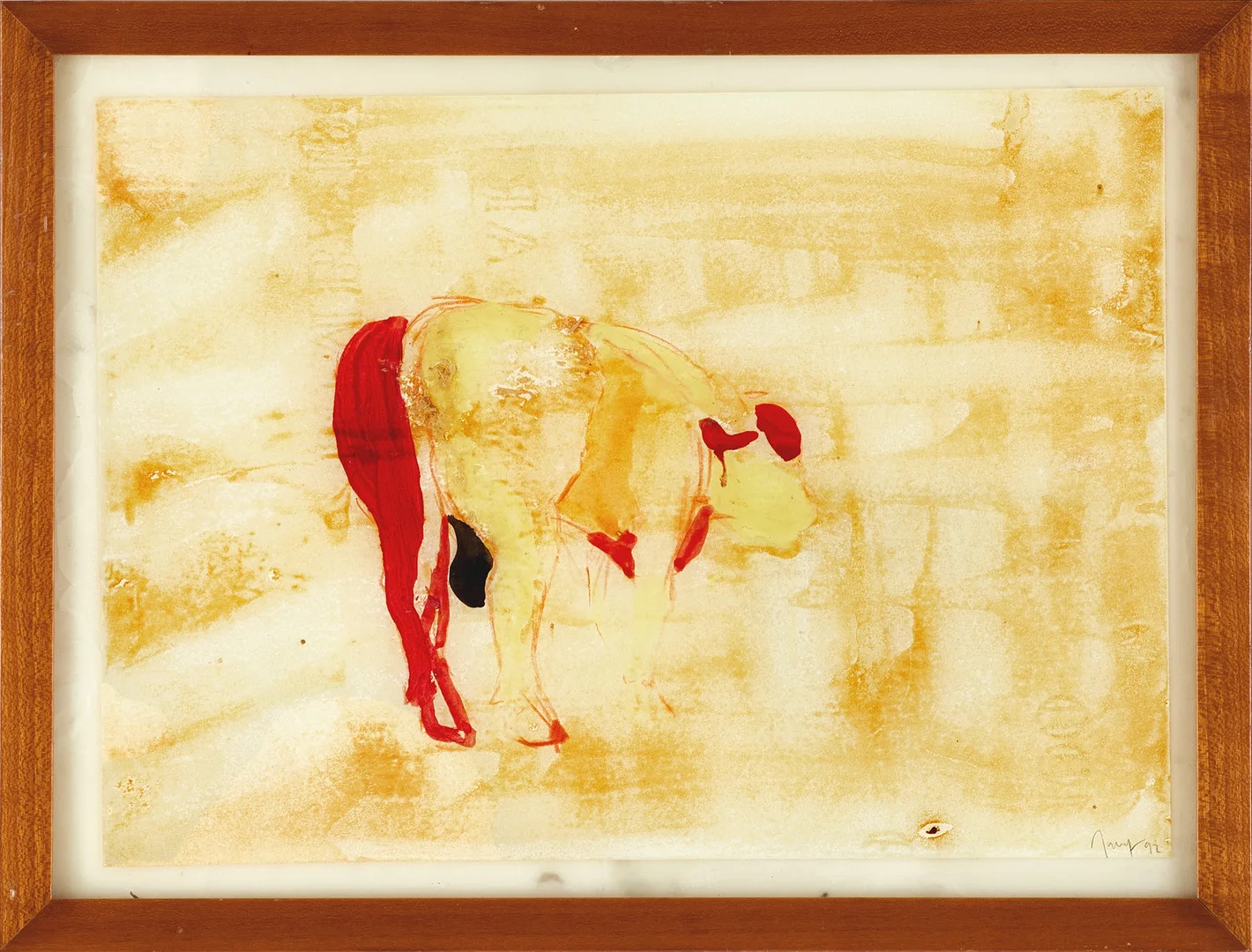 ULF ROLLOF (Sverige, född 1961). "Tjur", signerad och daterad-92, blandteknik: papper, pigment, latex, bivax. — Paintings — Crafoord Auktioner Stockholm
