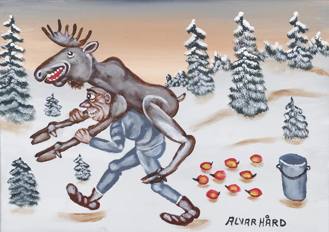 ALVAR HÅRD. "Starka Arvid", olja på duk, signerad.