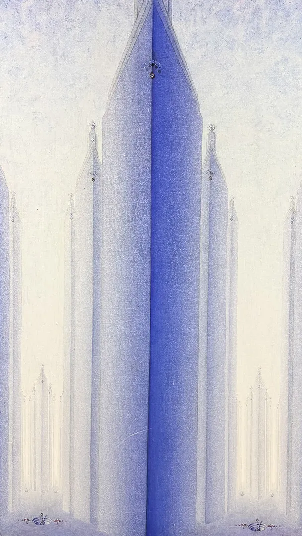 KJELL SÖRENSEN RINGI. AKRYL PÅ DUK, "Blue City", signerad.