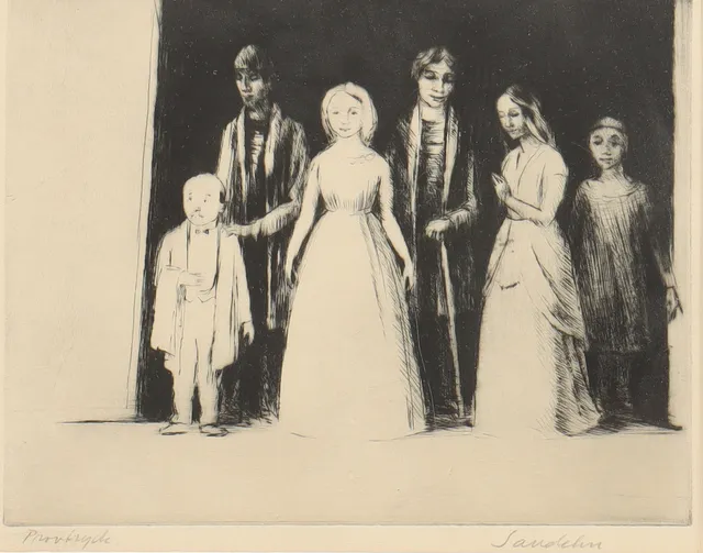 BÖRJE SANDELIN (1926-1970), figurscen, etsning, provtryck.