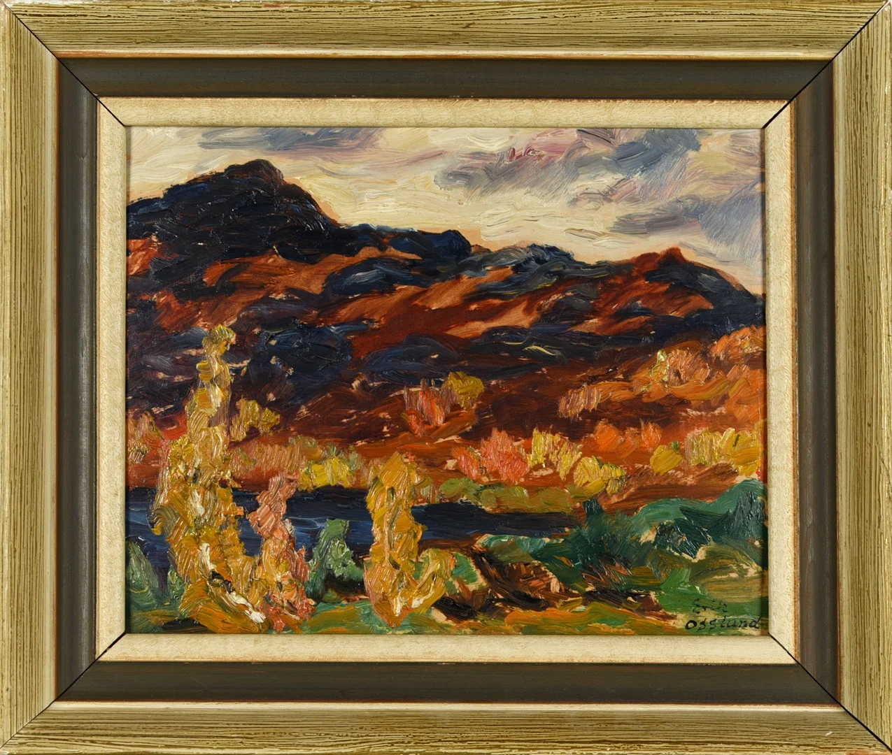 ERIK OSSLUND. Olja på pannå, "Från Anåfjällen", signerad. — Paintings — Norrlands Auktionsverk