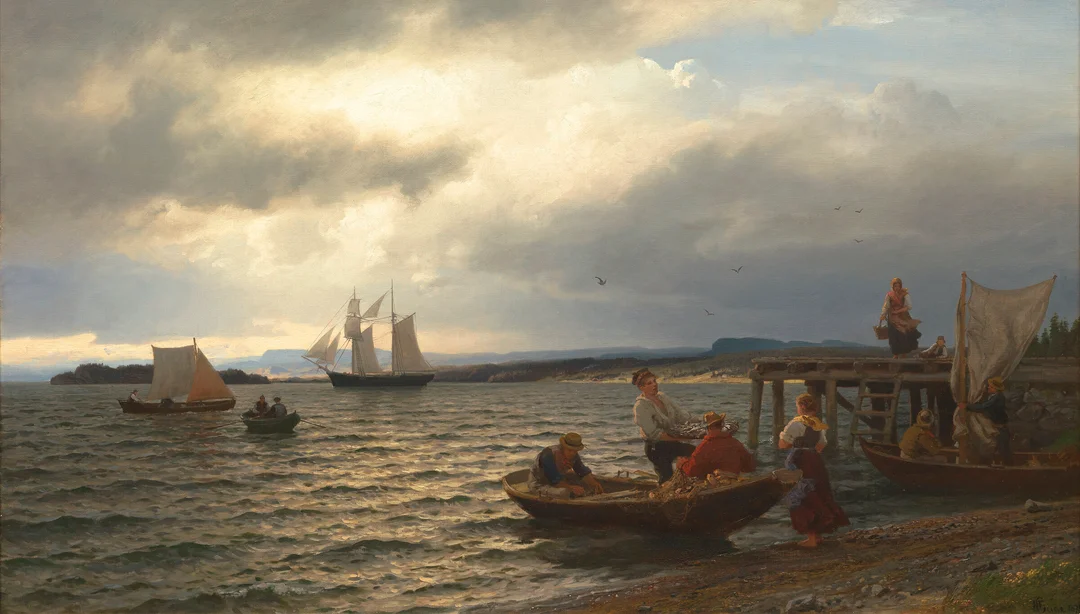 Gude, Hans Fredrik — "Ved Christianiafjorden" 1874 — Kunst/Maleri — Blomqvist
