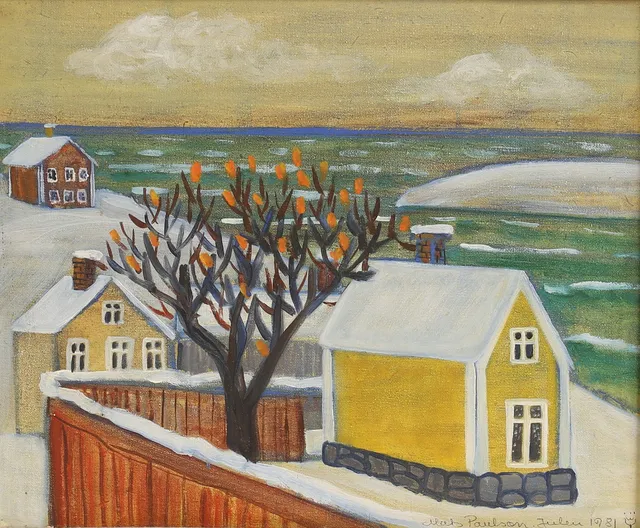MATS PAULSON. Olja på pannå, "Julen 1981", signerad.