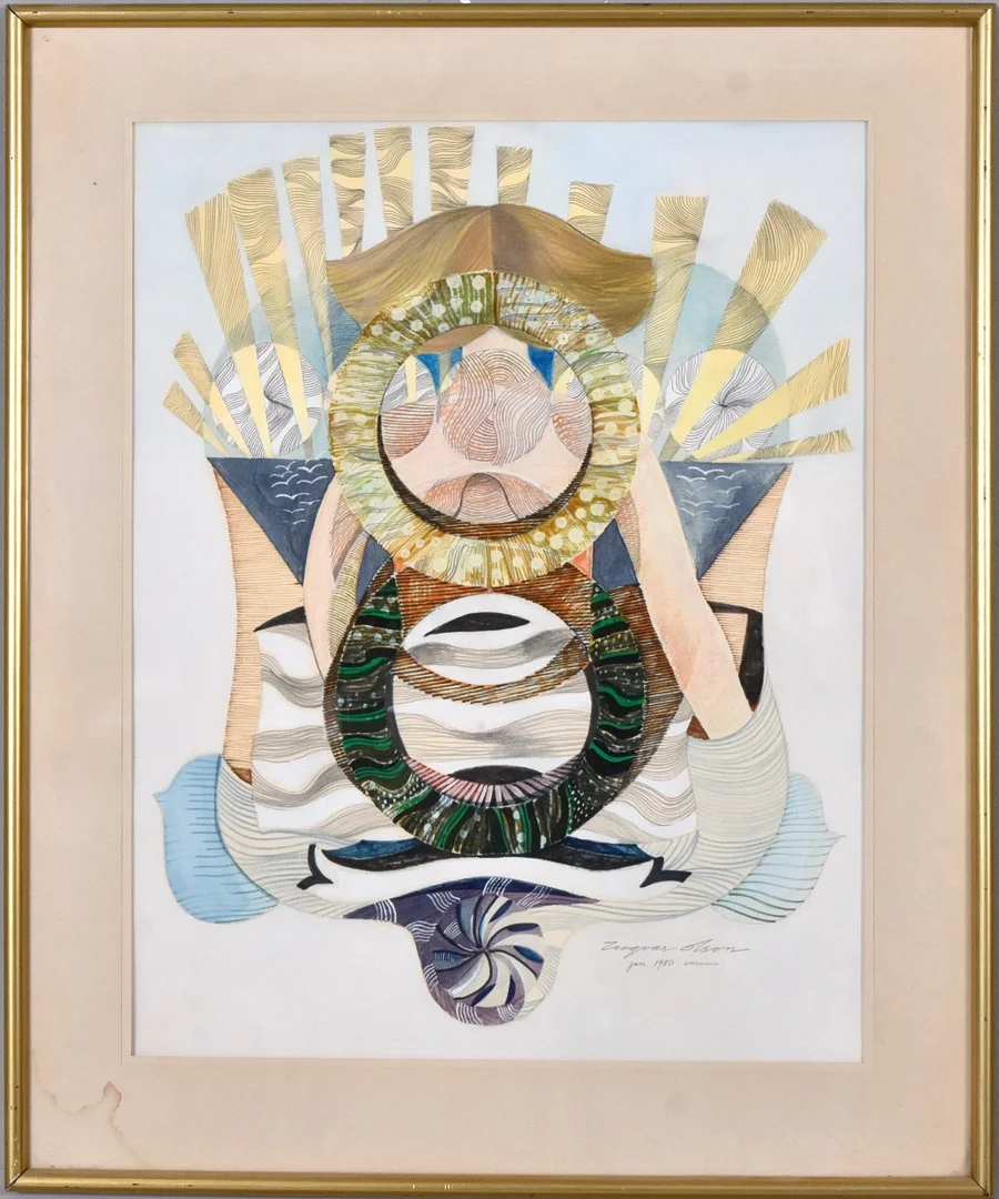 INGVAR OLSON. Blandteknik. — Paintings — Halmstads Auktionskammare