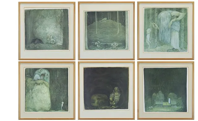 JOHN BAUER. Efter. 6 st. Offsettryck, 1900-talets mitt.