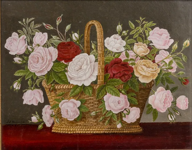 Ubekendt Kunstner: Blomstermaleri, olie på plade