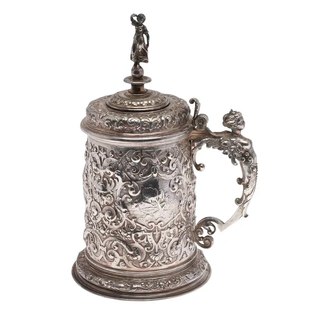 A LATE 19TH CENTURY AUSTRO-HUNGARIAN SILVER TANKARD.