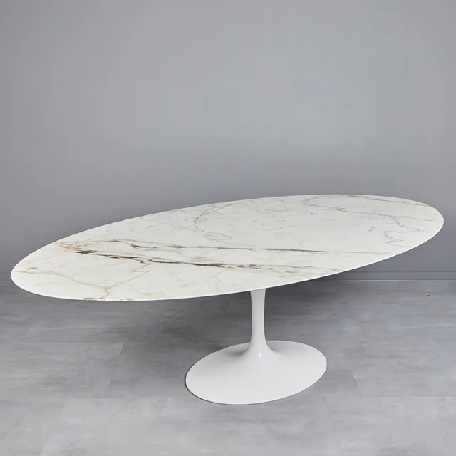 EERO SAARINEN (1910-1961). Knoll International, Esstisch / Tisch, Modell 'Sarinen' / 'Pedestral Kollektion' Marmor, Aluminiumguss, rilsanbeschichtet, Entwurf 1957, USA.