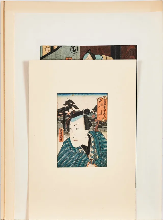 TRÄSNITT, Utagawa Kunisada, tre träsnitt samt Utagawa Kuniyoshi.