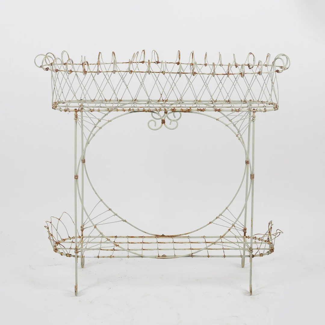 A FRENCH STYLE WIREWORK TWO TIER PLANT STAND. — Garden — Bishop & Miller