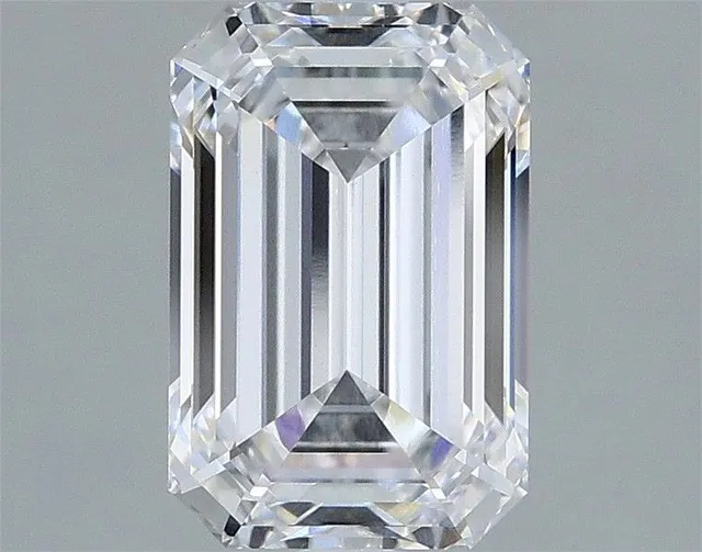 Diamant mit Lasersignatur - 2,01 ct, D, Emerald cut.