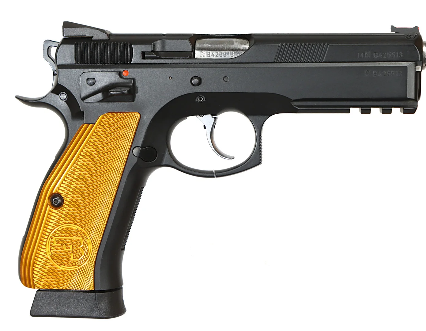 PISTOL, fabrikat CZ, modell 75 SP-01 Shadow Orange, kaliber 9x19, tillv.nr B425513, se-nr SE2513196. — Pistols — Walter Borg
