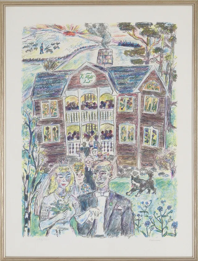 ERIK CEDERVALL. "Vi flytt int", litografi, signerad och numrerad 198/385.