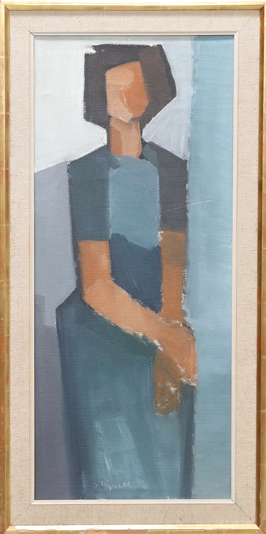 SVEN LIGNELL. Kvinnofigur, olja på duk, signerad.