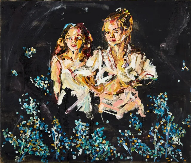 ELIN KÄLLMAN (FÖDD 1977). Blickar, olja på duk, 46 x 54 cm.